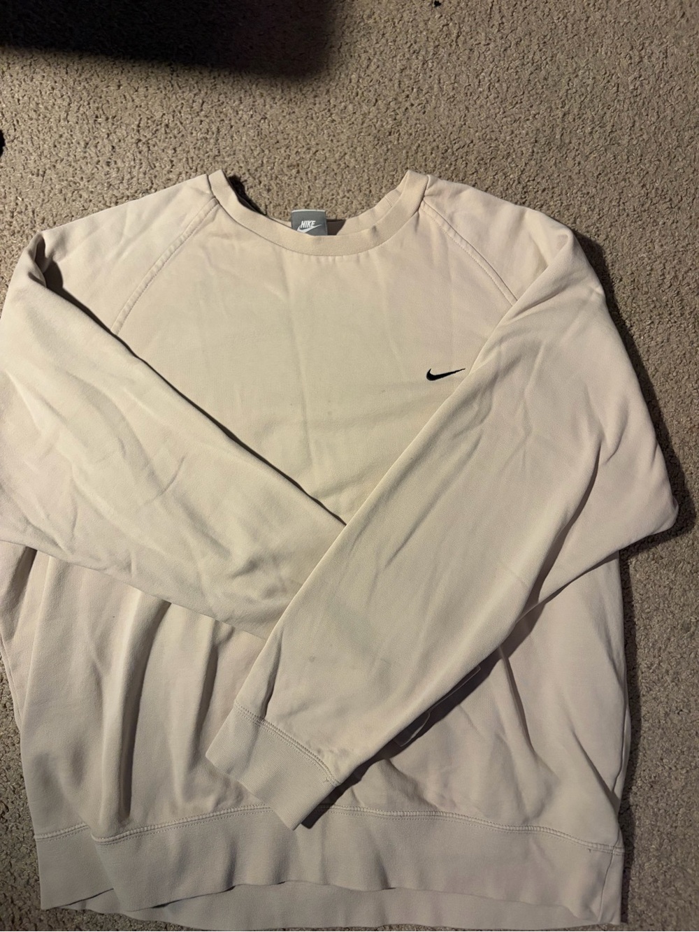 Nike Women’s Crewneck Sweatshirt in Pale Pink with Black Swoosh